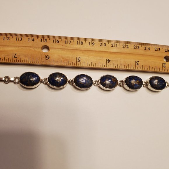LAPIS  LAZULI  STERLING  SILVER  BRACELET - Picture 5 of 10